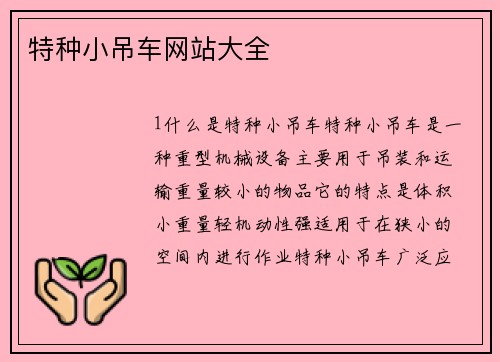 特种小吊车网站大全